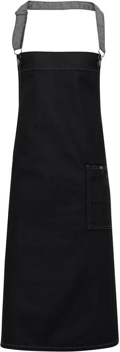 District - Waxed look denim bib apron